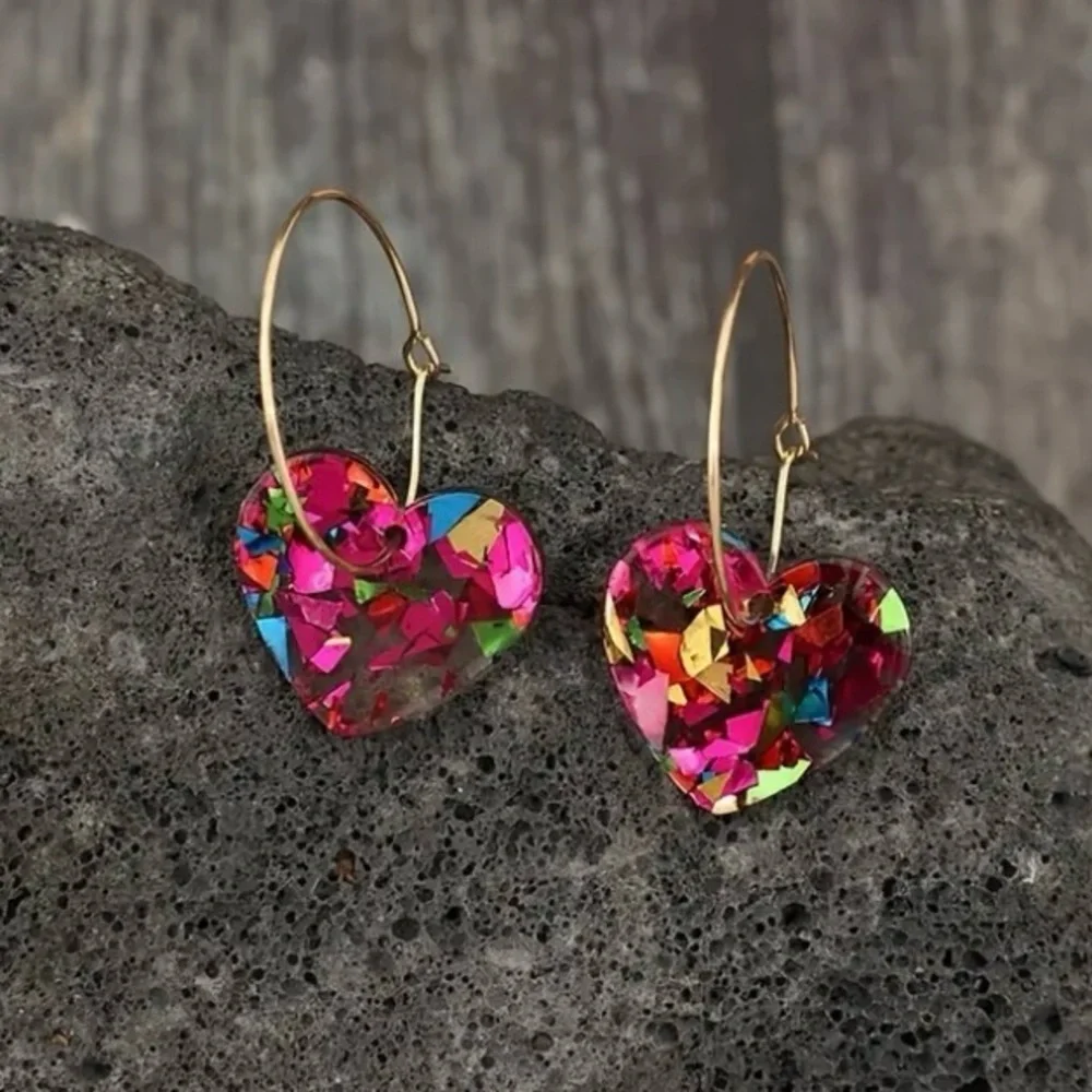 ✨Zara Murano Pink Heart Earrings
